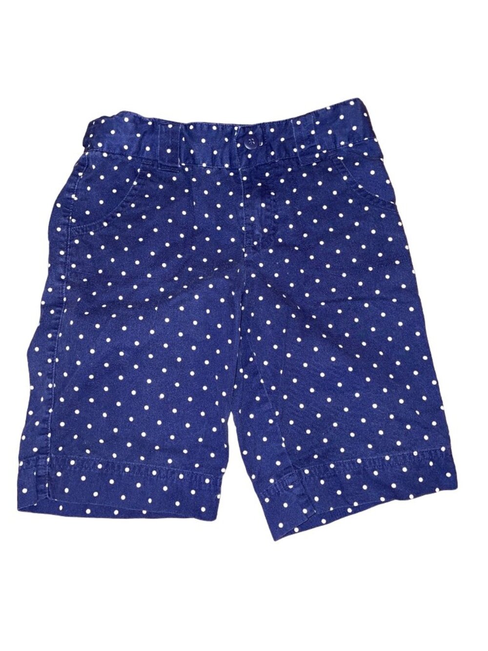Cherokee Kids Polka Dot White Navy Shorts 6/6X 100% Cotton